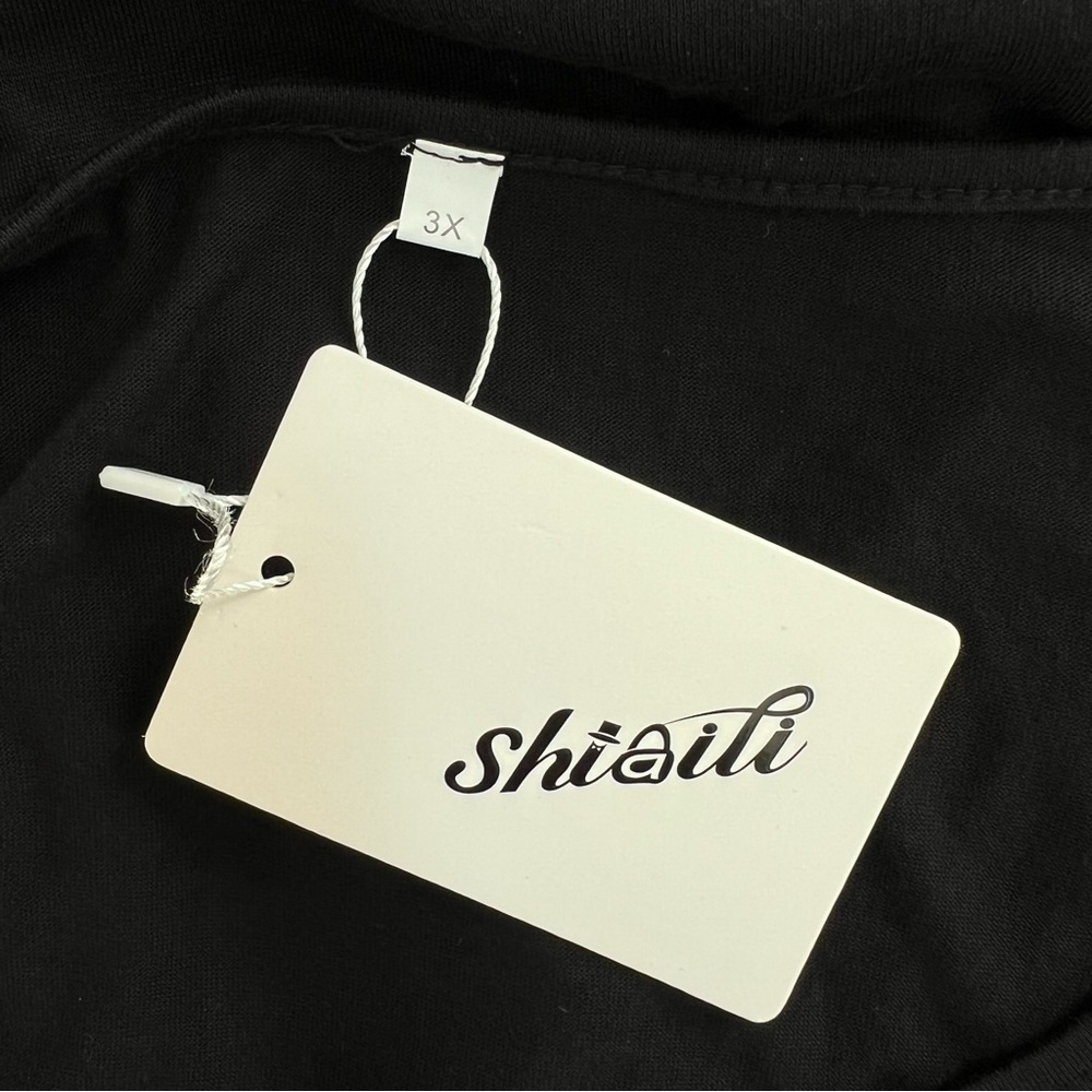NWT Shiaili Black Plus Size Top 3X | Soft Comfy Everyday Tee - Picture 6 of 9